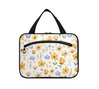 EtherSpher Giallo Little Fresh Flower Bloom appeso trucco borsa per le donne con gancio, designer espandibili appeso borse da toilette per le donne viaggio estuches para maquillaje L, giallo piccolo