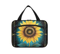 EtherSpher Giallo Mystic Tarot Astrological Girasole appeso borse da toilette per le donne con gancio, designer borsa espandibile spazzola per accessori da viaggio palestra cartera para maquillaje L