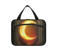 EtherSpher Giallo Mystic Tarot Astrological Moon appeso borsa da toilette uomo con gancio, designer borsa essenziale con scomparti per le donne che viaggiano zaino in spalla estuches para maquillaje L