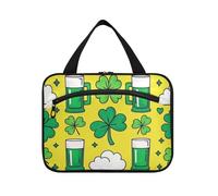 EtherSpher Giorno di San Patrizio Birra Giallo Verde appeso mens borse da toilette per viaggiare con gancio, designer chic cura della pelle borsa per il viaggio must haves toilet bolsas de maquillaje