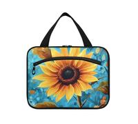 EtherSpher Girasole giallo appeso borsa trucco con scomparti con gancio, designer lavabile medicina borse per gli uomini backpacking bolsas para maquillaje de mujer L, Girasole giallo., Large