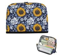EtherSpher Girasole Peonia Floreale Vintage Pencil Box Caso Grande Capacità Sacchetto Cosmetico Ampia Apertura Borsa Multiuso per Teen Boys College cartera para lapices escolares de nina