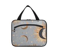 EtherSpher Golden Celestial Voodoo Style appeso trucco da viaggio con gancio, designer essenziale make up borsa per crociera viaggio zaino in spalla kit de para mujer L, Stile Voodoo celeste dorato