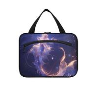 EtherSpher Golden Glow Mermaid appeso borsa da toilette per gli uomini viaggio con gancio, designer chic borsa medicina per viaggio must haves backpacking maleta para maquillaje L, Sirena Golden Glow