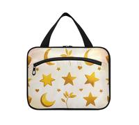 EtherSpher Golden Retro Star Moon appeso grande borsa da toilette da viaggio appesa con gancio, accessori di design borsa cosmetica impermeabile per accessori per le donne che viaggiano cartera para
