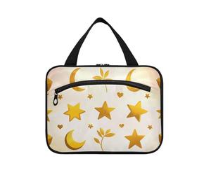 EtherSpher Golden Retro Star Moon appeso grande borsa da toilette da viaggio appesa con gancio, accessori di design borsa cosmetica impermeabile per accessori per le donne che viaggiano cartera para