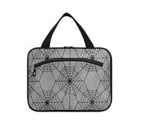 EtherSpher Goth Gray Halloween Web appeso borsa da viaggio per le donne con gancio, designer lavabile kit rasatura per le donne must haves bagno bolsas de maquillaje para mujer L, Goth grigio