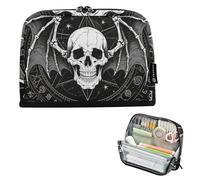 EtherSpher Gotico Nero Scheletro Roulette Matite Astucci Grande Capacità Penna Bag Robusto Cancelleria Bag per gli Uomini Ufficio cartucheras para lapices