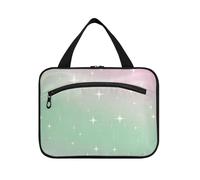 EtherSpher Gradiente Peach Green Stars Romantiche borse da appendere per le donne che viaggiano con gancio, designer chic borsa per la cura della pelle per gli elementi essenziali di viaggio vacanza