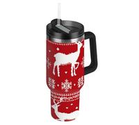 EtherSpher Grande bottiglia d'acqua riutilizzabile con coperchio con cannuccia, tazza decorativa da viaggio per casa, ufficio o auto per agua Fria, 1,18 l, con scritta "Merry Christmas"