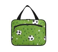 EtherSpher Green Field Football appeso grande borsa da toilette da viaggio con gancio, design compatto make up borsa per le donne viaggio envase para profumo de L, Calcio verde, Large
