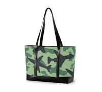 EtherSpher Green Planes Camouflage trendy borsa valigetta con cerniera grande tote per il viaggio con bolso para laptop mujer