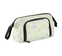 EtherSpher Green Spring Butterfly Astuccio Organizer Grande Capacità Morbido Astuccio con Maniglia per Adolescenti Scuola Media Cartuchera para ninas