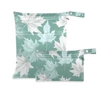 EtherSpher Green White Maple Leaf - Borsa impermeabile per vestiti bagnati, confezione da 2 pezzi, essenziale da viaggio per bambini, con manici per fare il bagno e la palestra