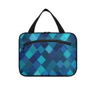EtherSpher Grid Teal Royal Blue appeso borsa da viaggio per gli uomini con gancio, designer unisex rasatura kit borsa per gli uomini per le donne che viaggiano hotel bolso viajero para mujer L