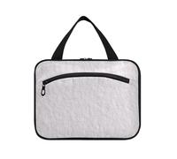 EtherSpher Grigio chiaro Lino Texture appeso borse trucco per le donne con gancio, designer chic kit borsa per gli uomini per le donne deve lavorare bolsa para guardar maquillaje L, Texture lino