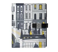 EtherSpher Grigio Londra Streetscape Giallo Camion foderato in pelle soggetto notebook delicato taccuino per diario 6.7x9.2