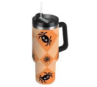 EtherSpher Halloween Black Spider vuoto bocca larga bambini bottiglia d'acqua isolata con coperchio e cannuccia decorativo portatile tazza da caffè per casa, ufficio o auto vasos para bebidas y agua
