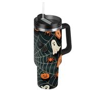 EtherSpher Halloween Black Spider Web Vacuum Wide Mouth 1,18 oz Tumbler con coperchio in paglia, tazza decorativa con manico per scuola, sport, asilo nido, campeggio e altro vasos para agua Fria 1,18