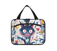 EtherSpher Halloween Fun Cat appeso trucco borsa viaggio con gancio, designer moda toilette borsa appeso per i viaggiatori bagno bolso viajero para mujer L, Gatto divertente di Halloween, Large