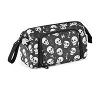 EtherSpher Halloween Nero Skull matita sacchetti Grande Capacità Preppy Pencil Case con Cerniera per Ragazzi Rientro a Scuola Forniture porta lapiceros para mochila