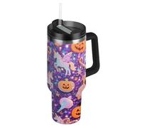 EtherSpher Halloween zucca gialla unicorni vuoto bocca larga bottiglie d'acqua con coperchio cannuccia tazza da tè decorativa per scuola, sport, asilo nido, campeggio e altro ancora vasos para Cafe