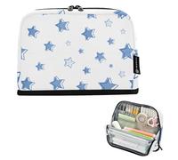 EtherSpher Handdraw Stars Navy Blue White Pencil poucheses Grande Capacità Upright Storage Bag Slots Desk Organizer per Preppy School Supplies cartuchera para ninos