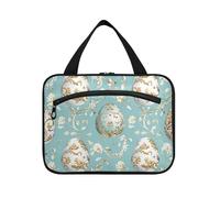 EtherSpher Happy Easter Egg Blu e Oro appeso da viaggio da appendere articoli da toeletta con gancio, borsa kit moda designer per accessori per le donne viaggio bolsas para maquillaje de mujer L