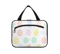 EtherSpher Happy Easter Eggs Pastel Color Silhouette appeso trucco borsa da viaggio con gancio, designer essenziale tote bag per accessori da viaggio vacanza bolsa de maquillaje para mujer L, felice