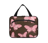 EtherSpher Hot Pink Mariposas Brown appeso borse da viaggio per articoli da toeletta con gancio, designer essenziale appeso borse da toilette per le donne hotel porta cosmeticos mujer para cartera L