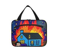 EtherSpher I Sleep When House Is on Fire appeso borsa da viaggio per il trucco da donna con gancio, borsa da viaggio compatta design articoli da toeletta per crociera viaggio palestra estuche de