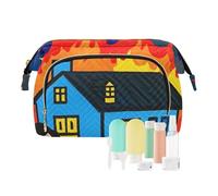 EtherSpher I Sleep When House Is on Fire Borsa per cosmetici da viaggio impermeabile da appendere borsa da toilette da donna portamonete per organizer da viaggio, Dormo quando la casa è in fiamme, 1