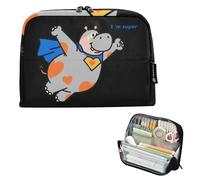 EtherSpher Ippopotamo Divertente Animale Volare Matita Sacchetti di Grande Capacità Sacchetto Cosmetico Caso Portatile Portamatite per Ragazzi Scuola Forniture útiles escolares para ninas