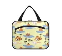EtherSpher Island Holiday Cute Animal Dog Hanging viaggio borsa da toilette uomo con gancio, designer borsa trucco pieghevole per auto per mamma viaggio bolso para maquillaje de mujer L, vacanza isola