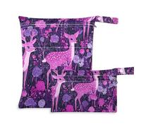 EtherSpher Jungle Renna viola messproof costume da bagno borse 2 pack viaggio essenziale per volare con maniglie per fare il bagno e il bagno