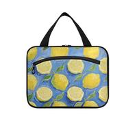 EtherSpher Lemon Fruit Blue Art Painting appeso borsa da toilette da viaggio per gli uomini con gancio, design custodia impermeabile per articoli da toeletta per viaggiatore viaggio bolso viajero para