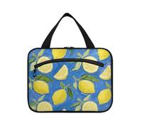 EtherSpher Lemon Fruit Blue Art Painting appeso mens borsa da viaggio con gancio, designer borsa medicina pieghevole per viaggiare donne crociere bolso para maquillaje L, Pittura d'arte blu della
