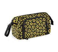 EtherSpher Leopard Pattern Bright Yellow Black Grande Astuccio per pennelli e matite di grande capacità con slot per le donne Forniture scolastiche preppy porta lapiceros para mochila