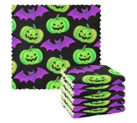 EtherSpher Light Up zucca pipistrello verde viola decorazioni di Halloween tessuto microfibra asciugamano mano strofinaccio paese stampato vestiti articulos para decorar la cocina 28x28 cm Set di 6