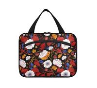 EtherSpher Lilly Floral White Wildflower Red appeso borsa cosmetica da viaggio con gancio, borsa da toilette pieghevole di design per le donne viaggio zaino in spalla bolsos para hombre L, lilly