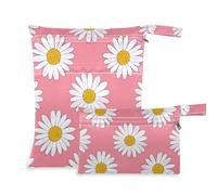 EtherSpher Lovely Daisy Floral Peach White messproof wet bag baby 2 Pack borsa per pannolini oggetti essenziali con maniglie per il bagno, pannolini per bambini
