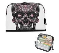 EtherSpher Lusso Nero e Bianco Cranio Pesca Cristallo Matita Bag Grande Capacità Penna Borse Portatile Organizer Box per Ragazze Viaggio cartucheras escolares para lapices de ninas
