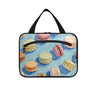 EtherSpher Macron Food Blue Art Painting appeso mens toilette borsa da viaggio con gancio, designer carino kit da barba borse per gli uomini per le donne palestra maleta para maquillaje L, Macron cibo