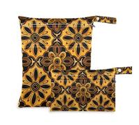 EtherSpher Mandala Amber Gold borsa con cerniera per bambino confezione da 2 elementi essenziali da viaggio per bambino con manici per palestra e viaggio