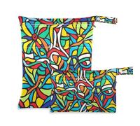 EtherSpher Mandala Stained Glass Colorful Zip Wet Bags 2 Pack Travel Essentials per volare con maniglie per asilo nido, viaggio