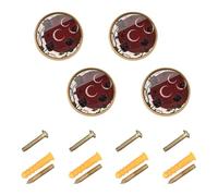 EtherSpher Manopole rotonde personalizzabili gotiche rosse per armadietti, 32 mm, stile vintage, per camera da letto, confezione da 4