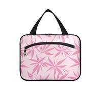 EtherSpher Maple Leaf Weed Rosa appeso borsa da barba per gli uomini viaggio con gancio, accessori di design kit rasatura per le donne che viaggiano estuche de maquillaje para mujer L, Foglia d'acero
