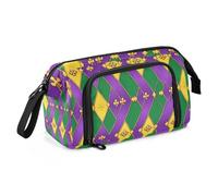 EtherSpher Mardi Gras Viola Verde Giallo Matite Astucci Grande Capacità Preppy Pencil Case con Maniglia per Preppy Travel cartuchera para lapices de nina