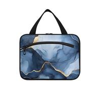 EtherSpher Marmo Argento Navy Blue appeso borse da viaggio per le donne articoli da toeletta con gancio, designer chic borsa della medicina per il viaggio make up toilette bolso de para mujer L, Marmo