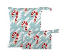 EtherSpher Merry Christmas, borsa impermeabile a righe rosse e bianche con bastoncini di zucchero per bagnato, confezione da 2 sacchetti bagnati per costume da bagno con manici per il bagno, pannolini